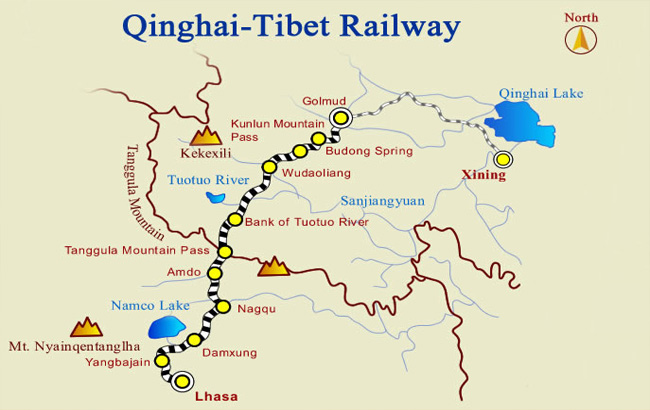 Qinghai Tibet Railway Map
