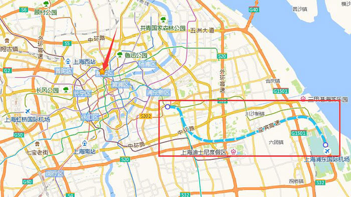 Shanghai Maglev Train Route Map