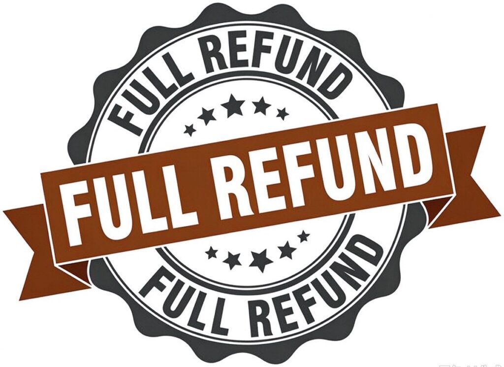 Full refund rubber stamp