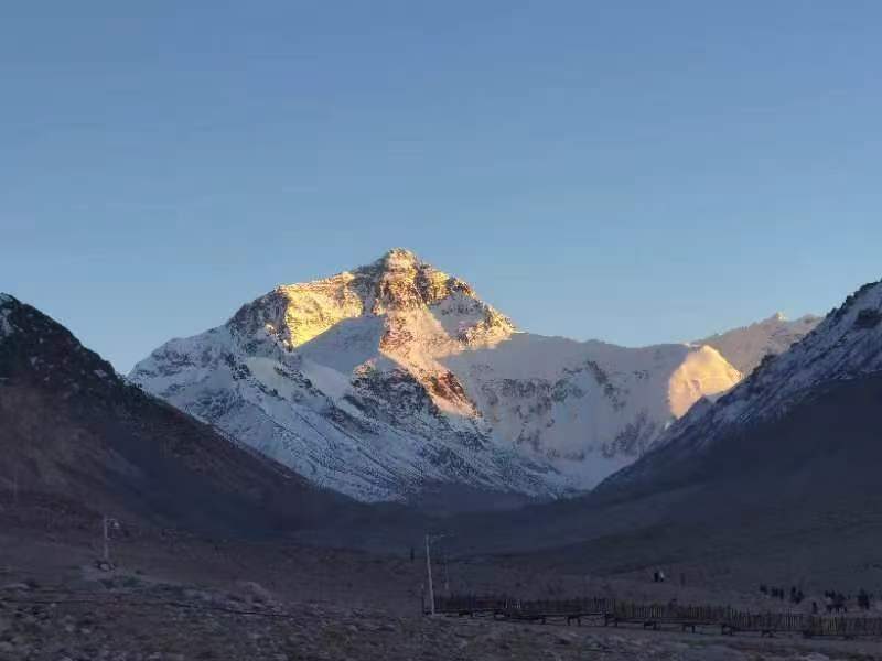 Everest from base camp in the evening glow