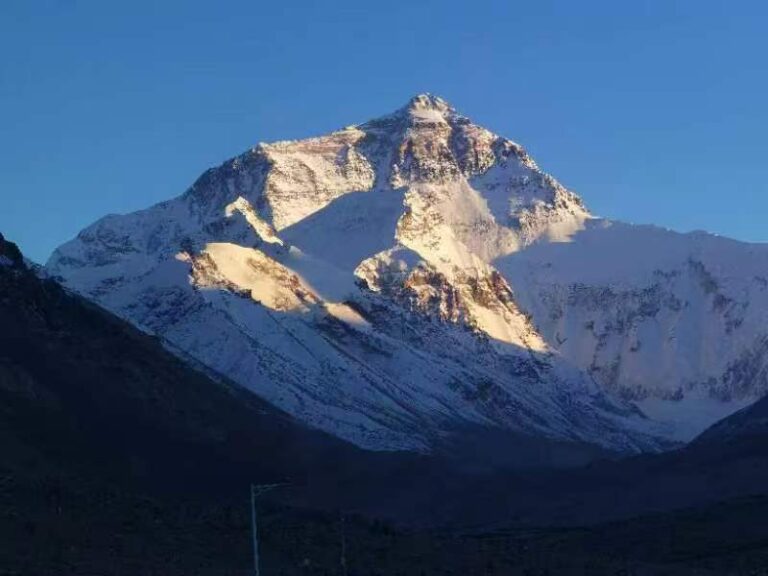 Everest north face in afternoon light from base camp