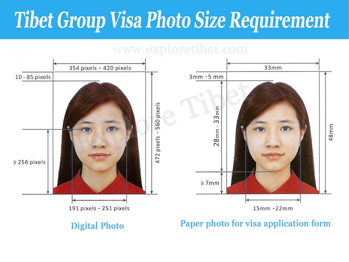 Tibet Group Visa Photo Size Requirement